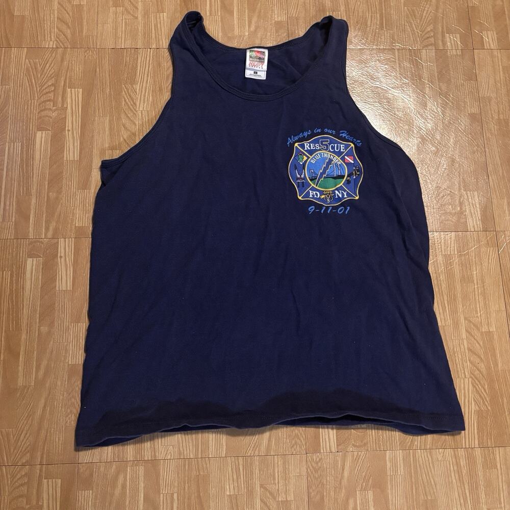 Vintage 2000s 2001 FDNY 11 9/11 Memorial Fire Department NY Tank Top Size Large
